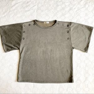 Ginger G Faux Suede Oversized Short Sleeve Top